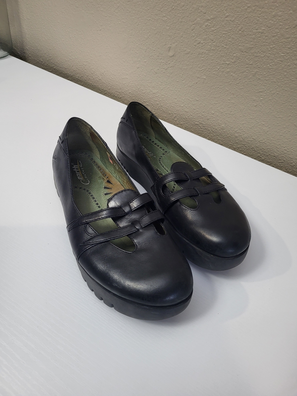 Earth  Black Leathe Platform Mary Jane Shoes 8.5 Chunky Goth Y2K 90s grunge